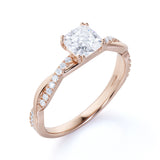 Infinity 0.58 ct TDW Cushion Cut Diamond and Twisted Engagement Ring in Rose Gold