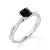 0.75 ct Cushion Lab Black Diamond Infinity Engagement Ring