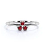 Petite Round Cut Lab-Created Ruby and Vintage Style Wedding Ring Band in White Gold
