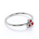 Petite Round Cut Lab-Created Ruby and Vintage Style Wedding Ring Band in White Gold
