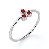 Petite Round Cut Lab-Created Ruby and Vintage Style Wedding Ring Band in White Gold