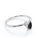 Asymmetrical 1.65 Carat Pear Shape Lab Black Diamond and Classic Engagement Ring in White Gold