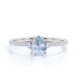 1.25 ct Pear Shaped Aquamarine Pave Engagement Ring