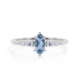 Pave 1.75 Carat Marquise Cut Aquamarine and Diamond 6 Prong Engagement Ring in White Gold