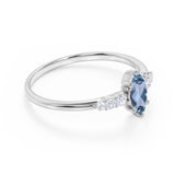 Pave 1.75 Carat Marquise Cut Aquamarine and Diamond 6 Prong Engagement Ring in White Gold