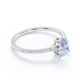 1.25 ct Pear Shaped Aquamarine Pave Engagement Ring
