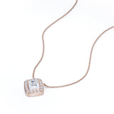 1 Carat Moissanite Halo Pendant Necklace in 18K White Gold over Silver