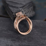 Infinity 2 ct Pear Morganite Antique Wedding Ring Set