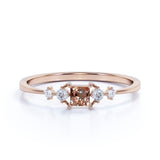 Bestselling 0.49 Carat Princess Cut Australian Brown Pink Morganite and Diamond Petite Engagement Ring in Rose Gold