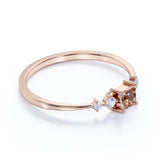 Bestselling 0.49 Carat Princess Cut Australian Brown Pink Morganite and Diamond Petite Engagement Ring in Rose Gold