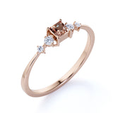 Bestselling 0.49 Carat Princess Cut Australian Brown Pink Morganite and Diamond Petite Engagement Ring in Rose Gold