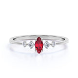 Minimalist 0.49 Carat Marquise Ruby and Diamond Classic Engagement Ring in White Gold
