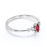 Minimalist 0.49 Carat Marquise Ruby and Diamond Classic Engagement Ring in White Gold