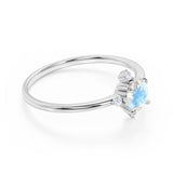 Limited Time Sale 1.45 Carat Round Cut Rainbow Moonstone and 5 Stone Diamond Vintage Engagement Ring in White Gold