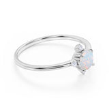 Limited Time Sale 1.45 Carat Round Cut Ethiopian Opal and 5 Stone Diamond Vintage Engagement Ring in White Gold