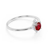 Limited Time Sale 1.45 Carat Round Cut Ruby and 5 Stone Diamond Vintage Engagement Ring in White Gold