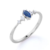 Minimalist 0.49 Carat Marquise Corn Blue Sapphire and Diamond Classic Engagement Ring in White Gold