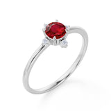 Limited Time Sale 1.45 Carat Round Cut Ruby and 5 Stone Diamond Vintage Engagement Ring in White Gold