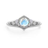 0.65 ct Round Moonstone Art Deco Engagement Ring