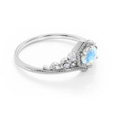 0.65 ct Round Moonstone Art Deco Engagement Ring