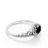 0.65 ct Round Lab Black Diamond Art Deco Engagement Ring