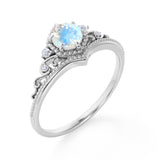 0.65 ct Round Moonstone Art Deco Engagement Ring