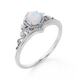 Crown 0.75 Ct Round Cut Lab Created Opal Engagement Ring