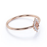 Petite Snowflake 0.50 Carat Marquise Cut Brazilian Morganite and Diamond Halo Engagement Ring in Rose Gold