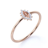 Petite Snowflake 0.50 Carat Marquise Cut Brazilian Morganite and Diamond Halo Engagement Ring in Rose Gold