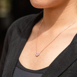 Always Charm Necklace with Natural Round Cut Ruby in 18K Rose Gold Plating over Silver