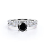1.50 ct Round Lab Black Diamond Infinity Pave Bridal Set
