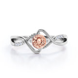 Infinity Twisted 0.55 carat Round Morganite and Moissanite Engagement Ring For Her in Rose Gold