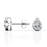Tiny 0.75 CT TDW Teardrop Certified Lab Diamond Bezel Set Solitaire Ear Studs in Rose Gold