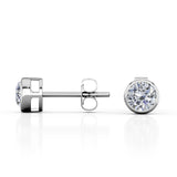 Simple Solitaire 0.50 CT TDW Round Cut Certified Lab Diamond Bezel Set Stud Earrings in White Gold