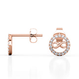 Forever 0.25 Carat Round Cut Moissanite Floating Halo Ear Studs in Rose Gold