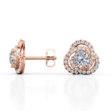Twisted Knot Pave 0.53 CT TDW Round Certified Lab Diamond 6 Prong Classy Ear Studs in White Gold