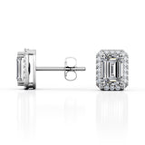 1.10 CT TDW Halo Pave Round Diamond Classic Stud Earrings in White Gold