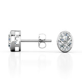 Basket Bezel 0.75 CT TDW Oval Cut Single Certified Lab Diamond Stud Earrings in White Gold for Women