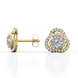 Twisted Knot Pave 0.53 CT TDW Round Certified Lab Diamond 6 Prong Classy Ear Studs in White Gold