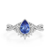 1.5 Ct Pear Cut Lab Sapphire Infinity Engagement Ring