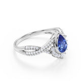 1.5 Ct Pear Cut Lab Sapphire Infinity Engagement Ring