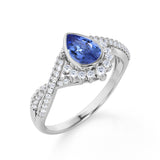 1.5 Ct Pear Cut Lab Sapphire Infinity Engagement Ring