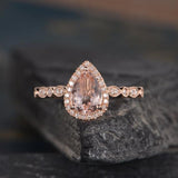 ArtDeco 1.25 ct Pear Morganite Engagement Ring