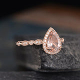 ArtDeco 1.25 ct Pear Morganite Engagement Ring