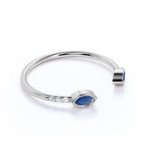 Adjustable 0.62 Carat Marquise Baby Blue Sapphire and Petite Diamond Knuckle Stackable Band in White Gold