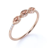Minimalist 0.87 Carat Marquise Shaped Solid Pink Morganite and Diamond Stackable Ring Band in Rose Gold