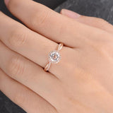 1.50 Carat Round cut Morganite and Diamond Halo Infinity Engagement Ring in Rose Gold