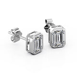 Bezel Setting 1 Carat Emerald Cut Certified Moissanite Vintage Stud Earrings in Rose Gold
