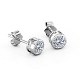 Simple Solitaire 0.50 CT TDW Round Cut Certified Lab Diamond Bezel Set Stud Earrings in White Gold