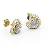 Twisted Knot Pave 0.53 CT TDW Round Certified Lab Diamond 6 Prong Classy Ear Studs in White Gold